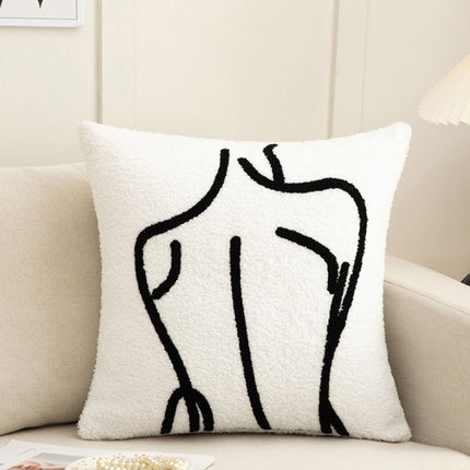 Abstract Face Cushion Cover | Embroidered Plush Sofa Cushion