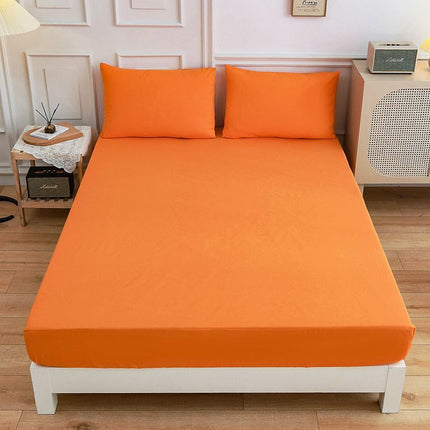 Double Cotton Bed Sheet Set – Fitted Sheet, 2 Pillowcases, 7 Colours