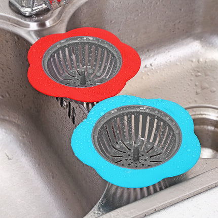 Flower Drain Cover 🌸 – Blue or Red, Decorative & Functional