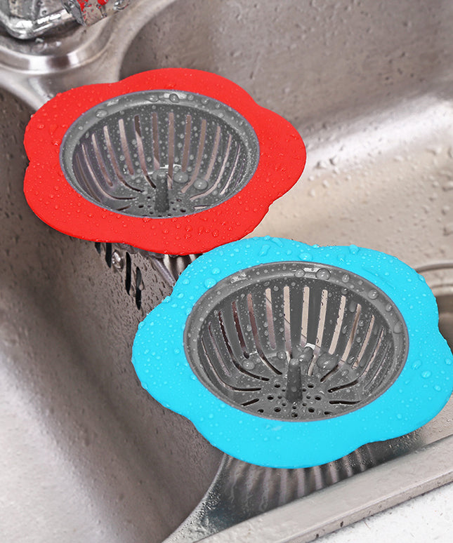 Flower Drain Cover 🌸 – Blue or Red, Decorative & Functional