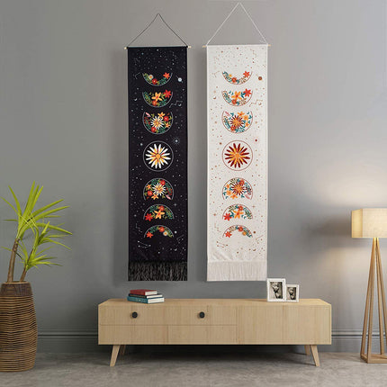 Moon Phase Wall Hanging | Boho Floral Tapestry Décor