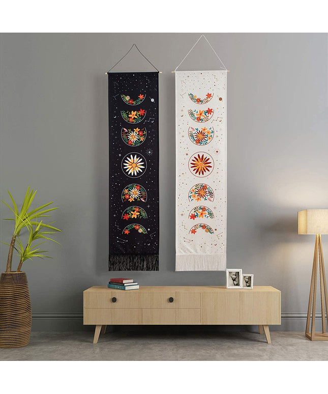 Moon Phase Wall Hanging | Boho Floral Tapestry Décor