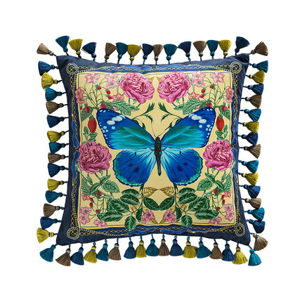 Forest Velvet Cushion Cover Bird/Butterfly | Luxury