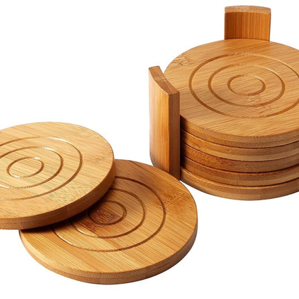 Set of 6 Chinese Style Bamboo Thermal Coasters – Heat Resistant & Eco-Friendly