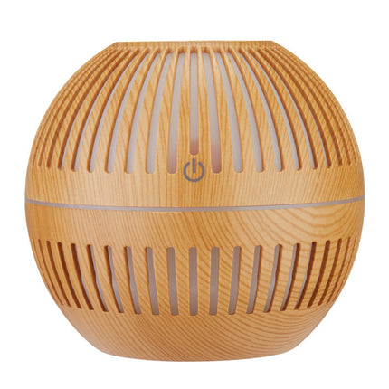 Wood Grain Aromatherapy Humidifier – 130ml Ultrasonic, Compact Design