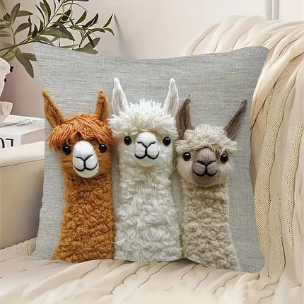 Llama Cushion Cover | Embroidered Throw Pillow