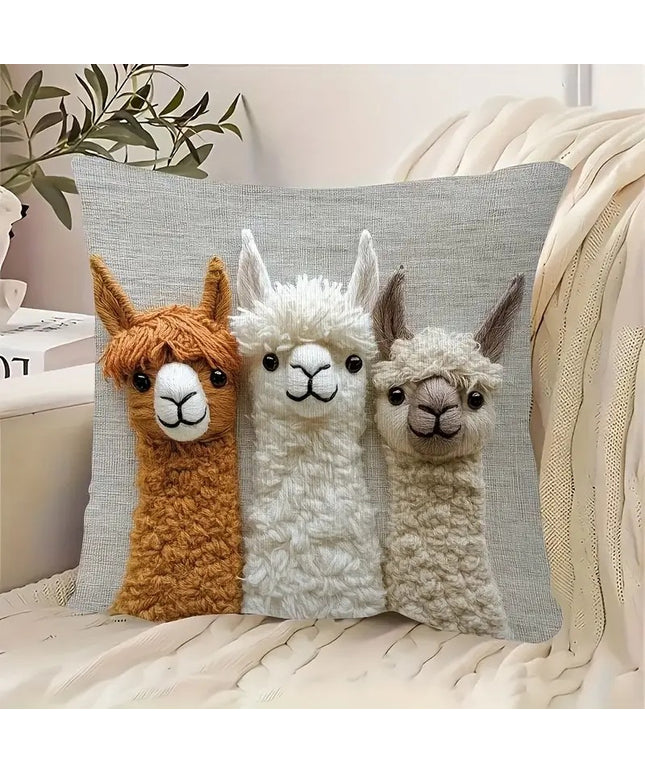 Llama Cushion Cover | Embroidered Throw Pillow