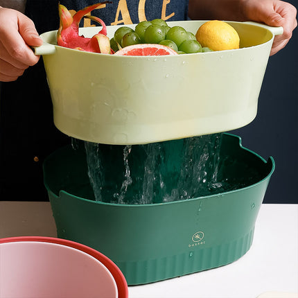 Double-Layer Drain Basket 🌀 – Colander & Bowl, 2 Sizes, 3 Colours
