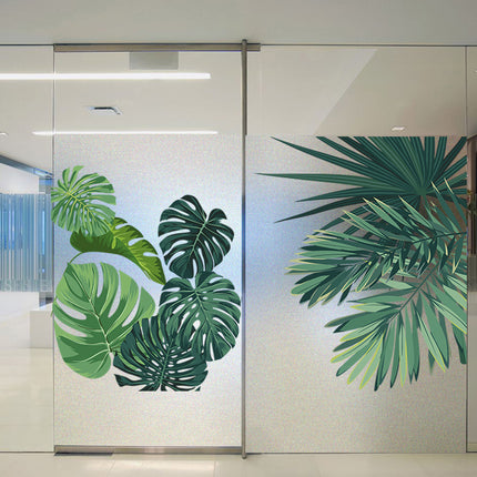 Frosted Window Privacy Film | Leafy Electrostatic Glass Covering