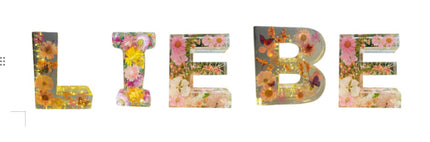 Letter Flower Transparent Flowers Resin Night Light Ornaments