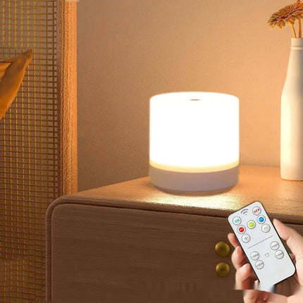 Rechargeable Touch Night Lamp with Remote – Cylindrical Ambience Light (Tricolour, 10 Brightness Levels)