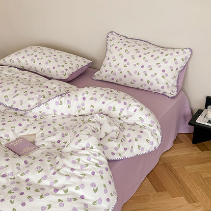 Super soft sleep naked class a cotton double-layer yarn four-piece set – Trendy & Practical for Daily Living