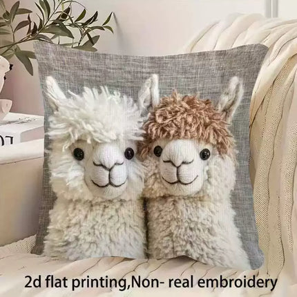 Llama Cushion Cover | Embroidered Throw Pillow