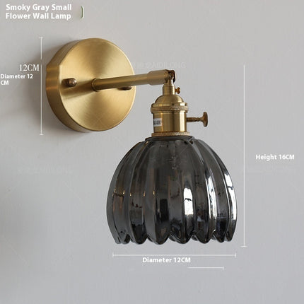 Retro Copper Glass Flower Wall Light – Single Head | Multiple Colours