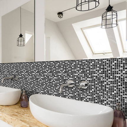 Black Mosaic Tile Stickers — Geometric PVC Wall Decals