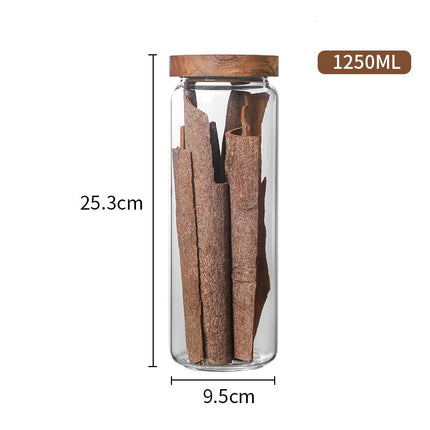 Glass Storage Jars Acacia Wood Lid Airtight Canisters