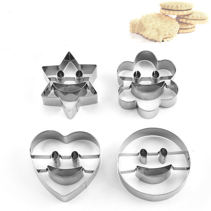 Smiley Face Biscuit Cutter Set 😊 – Stainless Steel, 4 Shapes