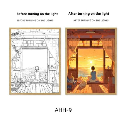 Decorative Painting Small Night Lamp Creative Photo Frame Table Decoration