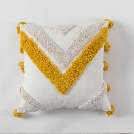 Colourful Moroccan-Style Geometric Tufted Embroidered Cushion – Blue or Yellow  🌟🧵