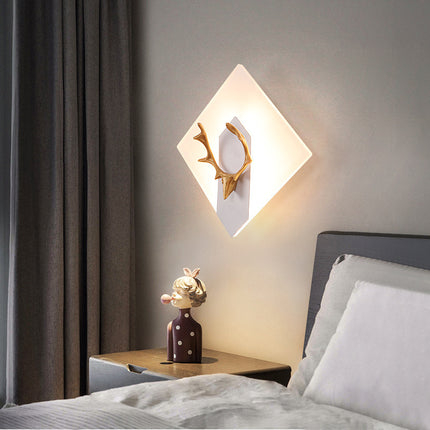 Acrylic Antlers LED Wall Light – Circle or Square Modern Decorative Lamp