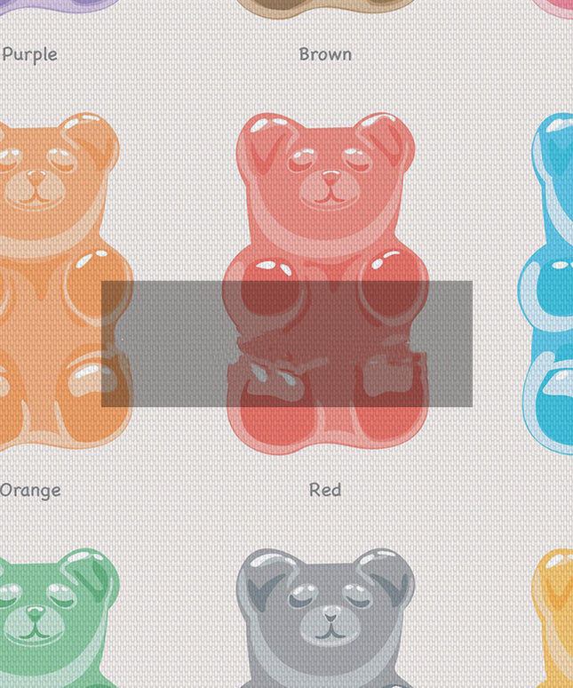 Colourful Gummy Bear Canvas Wall Art | Pop Art Poster
