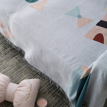 Geometric Colour Block Sofa Throw – Cotton Blend Sofa Cover | Ikeame