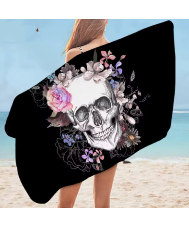 Skull Print Microfibre Towel – Quick-Dry Ultra-Fibre Bold Design | Ikeame