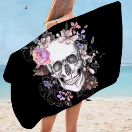 Skull Print Microfibre Towel – Quick-Dry Ultra-Fibre Bold Design | Ikeame