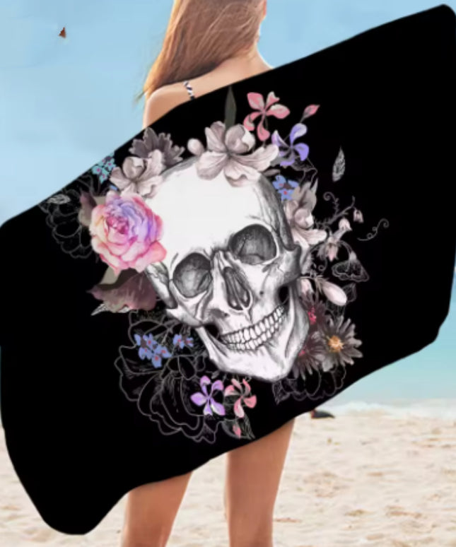 Skull Print Microfibre Towel – Quick-Dry Ultra-Fibre Bold Design | Ikeame