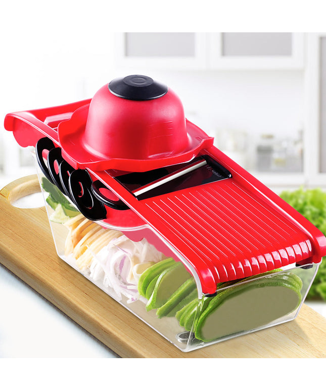 Multifunctional Shredder & Grater – 6-in-1 Slicer with Container & Blade Storage