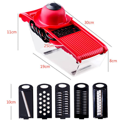 Multifunctional Shredder & Grater – 6-in-1 Slicer with Container & Blade Storage