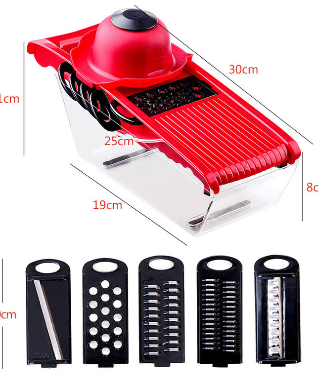 Multifunctional Shredder & Grater – 6-in-1 Slicer with Container & Blade Storage