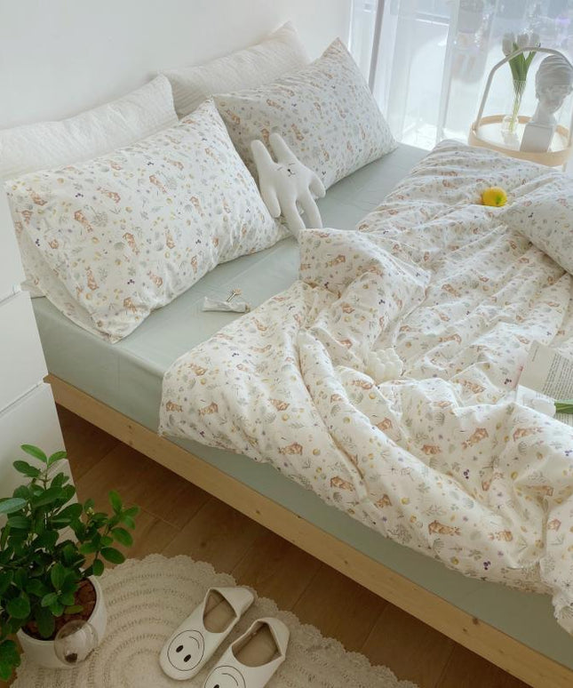 Cotton Floral Duvet Cover Set – Pastoral 3 & 4 Piece Bedding | Ikeame