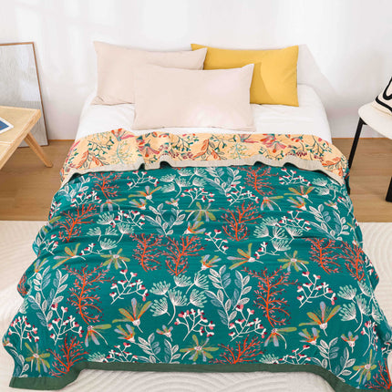 Cotton Gauze Floral Blanket | Lightweight Summer Throw