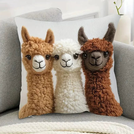 Llama Cushion Cover | Embroidered Throw Pillow