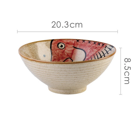 Japanese Underglaze Hand-painted Ceramic Ramen Bowl