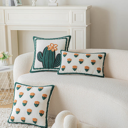 Orange Tufted Small Flower Cushion Cover | Bright & Cosy