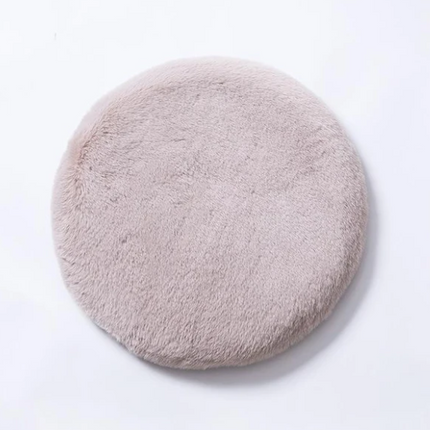 Faux Fur Memory Foam Seat Cushion | Round Plush Chair Pad
