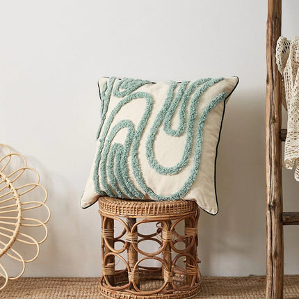 Geometric Embroidered Cushion – Green | 45x45cm 🌿