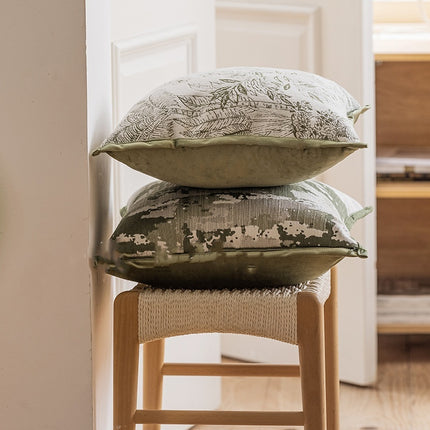 Warm Green Vintage Distressed Pattern Cushion – Cosy Décor