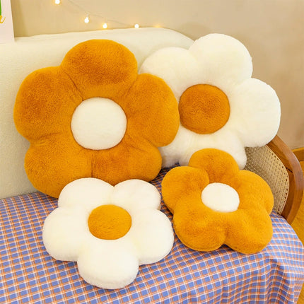 Flower Shaped Plush Cushion – Green or Black Petals | Super Soft Pillow