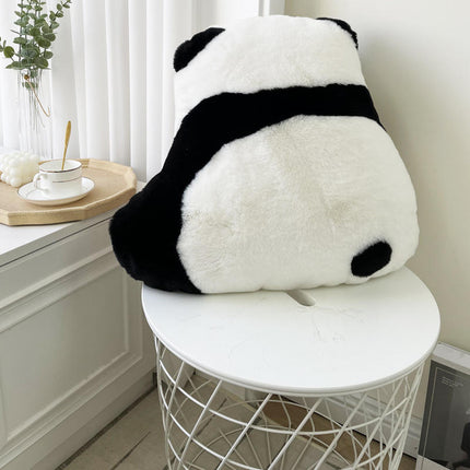 Cute Panda Cushion in Plush Faux-Fur. A Sofa and Bed Essential 🐼🖤🤍
