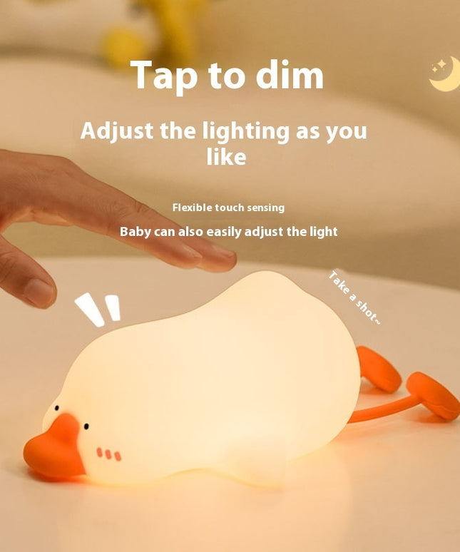 Creative Cute Big White Geese Magic Color Small Night Lamp