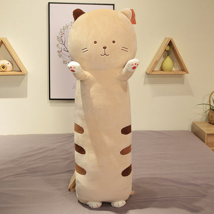 Long Cartoon Cat Weighted Hug Pillow – Stress Relief Plush, 60/80/100cm