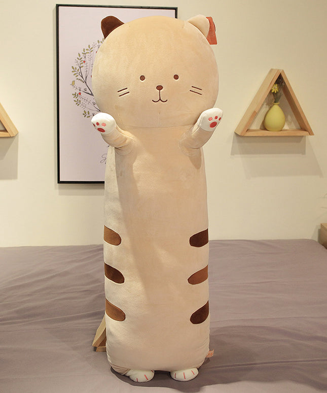 Long Cartoon Cat Weighted Hug Pillow – Stress Relief Plush, 60/80/100cm