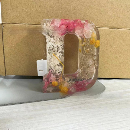 Letter Flower Transparent Flowers Resin Night Light Ornaments