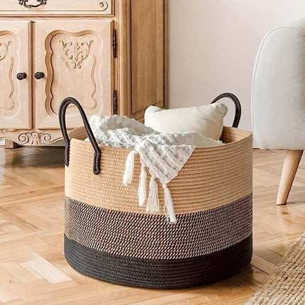 Cotton Rope Storage Basket - Large Woven Organiser in 9 colours (single or set)
