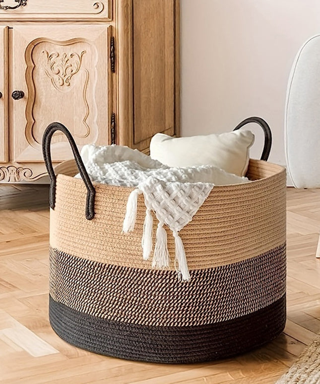 Cotton Rope Storage Basket - Large Woven Organiser in 9 colours (single or set)