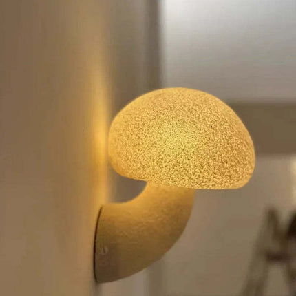 Nordic Mushroom Wall Light – White Resin LED Lamp (Indoor & Outdoor Use)