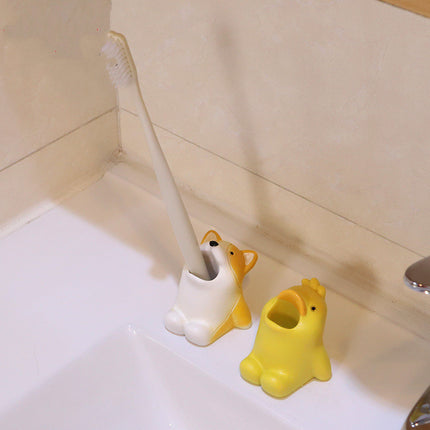 🐾 Small Animal Toothbrush Holder – Cartoon Resin Bathroom Organiser